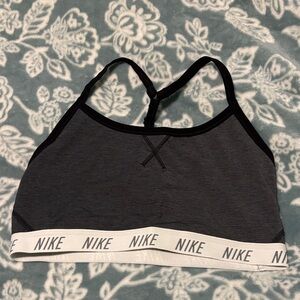 Nike Dri Fit Charcoal and White Racerback Sports Bra